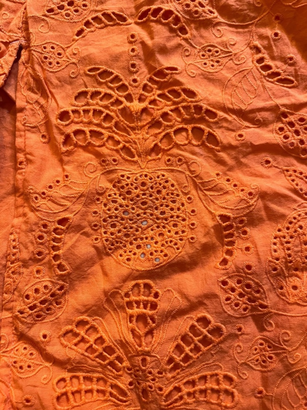 Alden Adair Orange Eyelet Wide Leg Beach Resort Pants Coverup Boho Size S - Picture 4 of 10